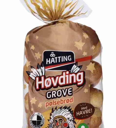 Bilde av Hatting Høvding grove pølsebrød. Bilde av Hatting Høvding grove pølsebrød.