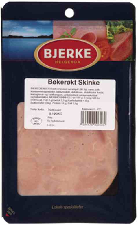 Bilde av Bjerke Bøkerøkt skinke skåret. Bilde av Bjerke Bøkerøkt skinke skåret.