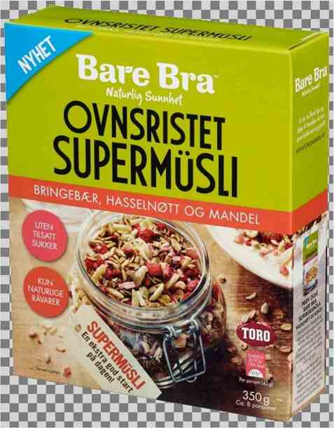 Bilde av BareBra Ovnsristet Supermüsli Bringebær, Hasselnøtt og Mandel. Bilde av BareBra Ovnsristet Supermüsli Bringebær, Hasselnøtt og Mandel.