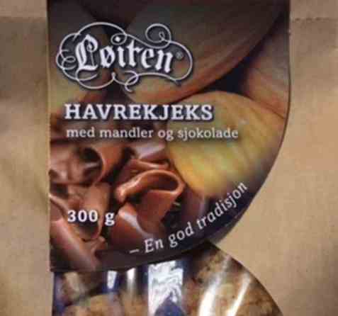 Bilde av Løiten Havrekjeks med mandler og sjokolade. Bilde av Løiten Havrekjeks med mandler og sjokolade.