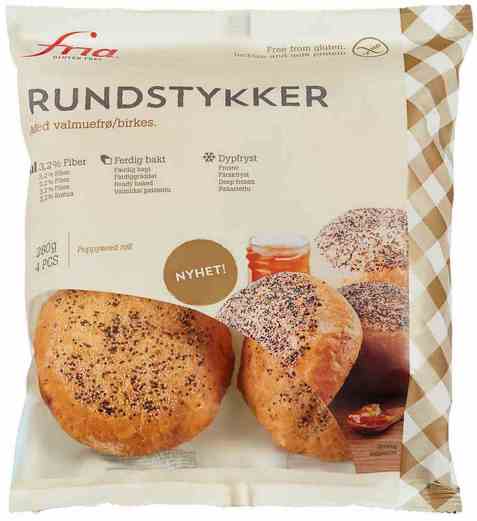 Bilde av Fria glutenfrie rundstykker med valmuefrø.