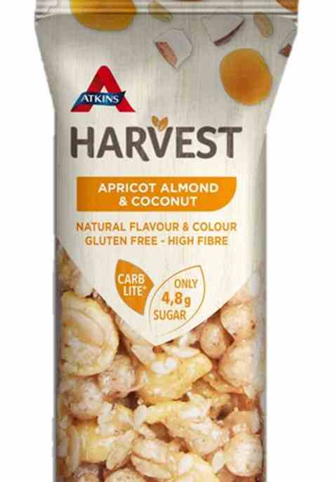 Bilde av Atkins Harvest nøttebar aprikos og kokos. Bilde av Atkins Harvest nøttebar aprikos og kokos.