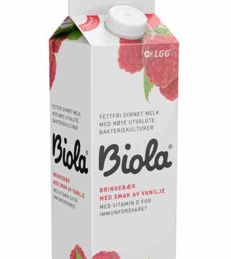 Bilde av Tine Biola fettfri syrnet melk Bringebær/Vanilje. Bilde av Tine Biola fettfri syrnet melk Bringebær/Vanilje.