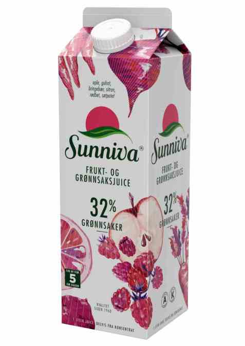 Bilde av Tine Sunniva Frukt- og Grønnsaksjuice eple og bringebær.