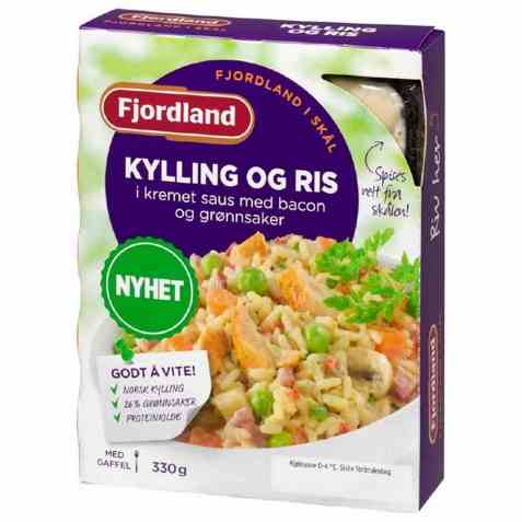 Bilde av Fjordland Kylling og ris med bacon og grønnsaker. Bilde av Fjordland Kylling og ris med bacon og grønnsaker.