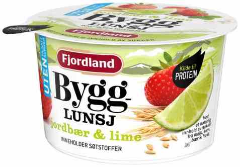 Bilde av Fjordland Byggrynslunsj jordbær og lime UTEN. Bilde av Fjordland Byggrynslunsj jordbær og lime UTEN.