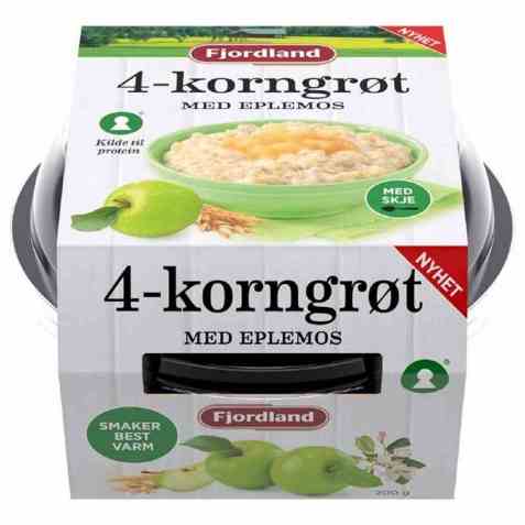Bilde av Fjordland 4-korngrøt med eplemos. Bilde av Fjordland 4-korngrøt med eplemos.