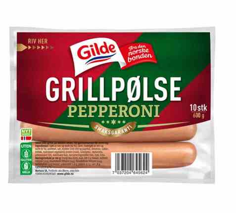 Bilde av Gilde grillpølse pepperoni. Bilde av Gilde grillpølse pepperoni.