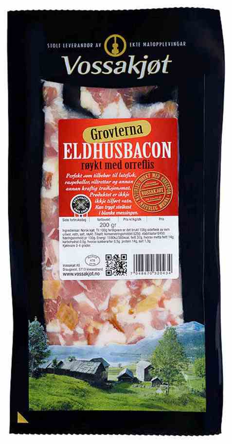 Bilde av Vossakjøt eldhusbacon i terninger. Bilde av Vossakjøt eldhusbacon i terninger.