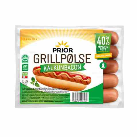 Bilde av Prior grillpølse kalkunbacon. Bilde av Prior grillpølse kalkunbacon.