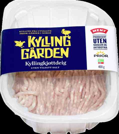 Bilde av Prior kyllingkjøttdeig kyllinggården uten tilsatt salt. Bilde av Prior kyllingkjøttdeig kyllinggården uten tilsatt salt.