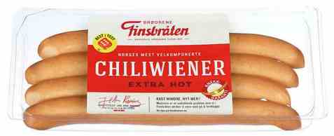 Bilde av Finsbråten chiliwiener. Bilde av Finsbråten chiliwiener.