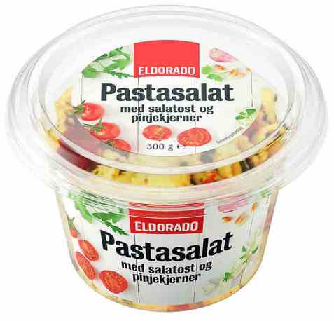 Bilde av Eldorado pastasalat med ost og pinjekjerner. Bilde av Eldorado pastasalat med ost og pinjekjerner.