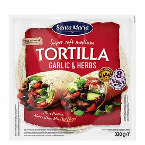Bilde av Santa Maria tortilla garlic and herbs. Bilde av Santa Maria tortilla garlic and herbs.