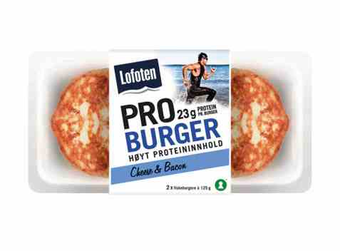 Bilde av Lofoten PROburger Cheese & Bacon. Bilde av Lofoten PROburger Cheese & Bacon.