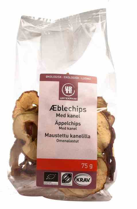 Bilde av Urtekram eple-chips med kanel. Bilde av Urtekram eple-chips med kanel.