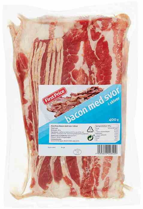 Bilde av First Price bacon med svor skivet 400 gr. Bilde av First Price bacon med svor skivet 400 gr.