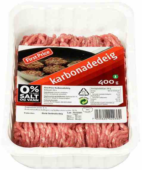 Bilde av First Price karbonadedeig. Bilde av First Price karbonadedeig.