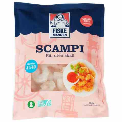 Bilde av Fiskemannen Scampi rå 31/40 uten skall. Bilde av Fiskemannen Scampi rå 31/40 uten skall.