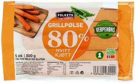 Bilde av Folkets grillpølse med hvitt kjøtt. Bilde av Folkets grillpølse med hvitt kjøtt.
