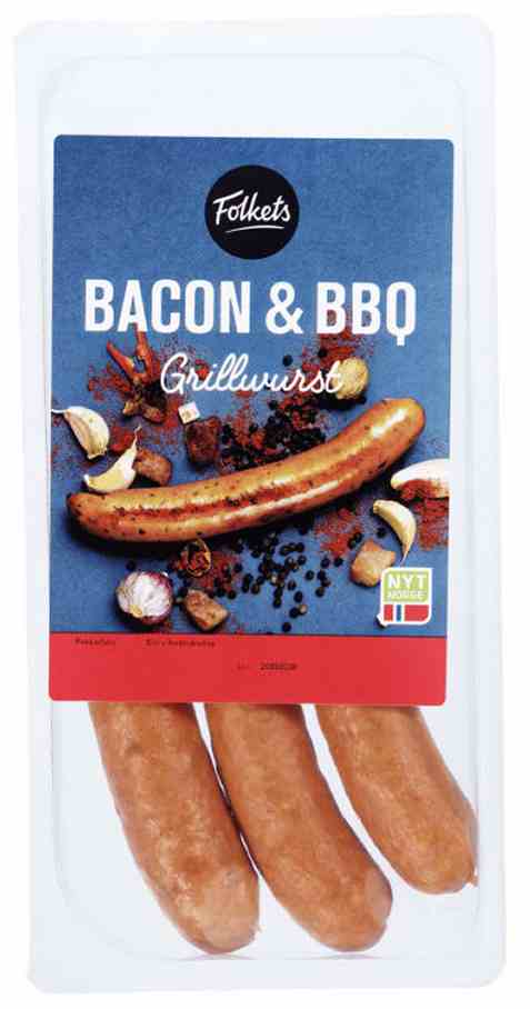 Bilde av Folkets grillwurst bacon og bbq. Bilde av Folkets grillwurst bacon og bbq.