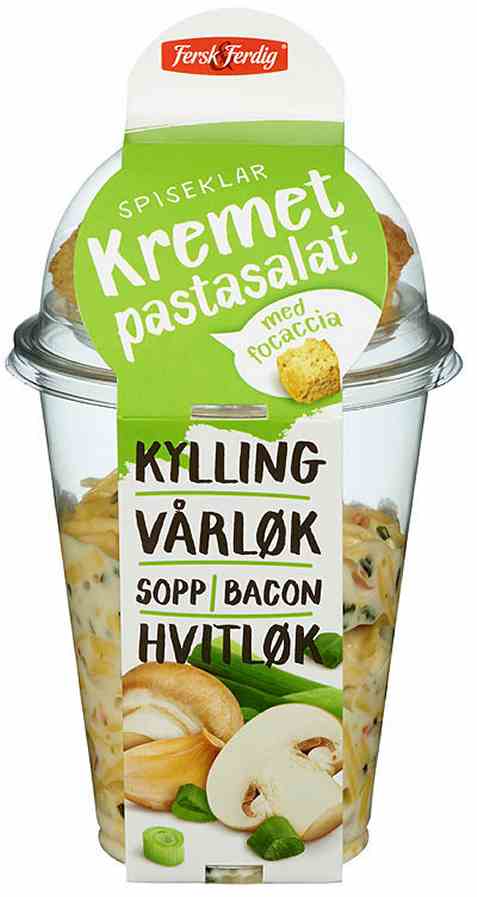 Bilde av Fersk og ferdig pastasalat med kremet kylling og sopp. Bilde av Fersk og ferdig pastasalat med kremet kylling og sopp.