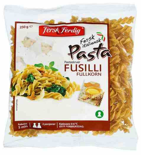 Bilde av Fersk og ferdig fusili fullkorn. Bilde av Fersk og ferdig fusili fullkorn.
