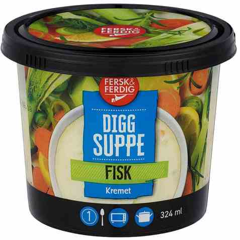 Bilde av Fersk og ferdig fiskesuppe. Bilde av Fersk og ferdig fiskesuppe.