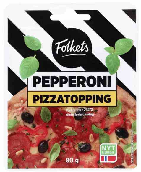 Bilde av Folkets pizzatopping pepperoni. Bilde av Folkets pizzatopping pepperoni.