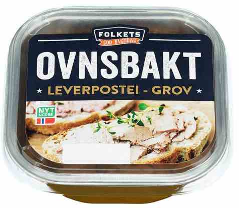 Bilde av Folkets ovnsbakt grov leverpostei. Bilde av Folkets ovnsbakt grov leverpostei.