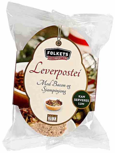 Bilde av Folkets leverpostei med bacon og sjampinjong. Bilde av Folkets leverpostei med bacon og sjampinjong.