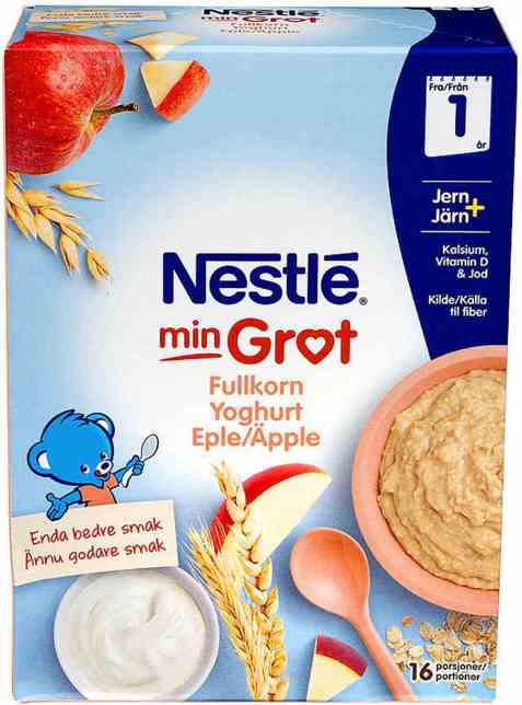 Bilde av Nestlé min grøt fullkorn eple og yoghurt fra 12 mnd, pulver. Bilde av Nestlé min grøt fullkorn eple og yoghurt fra 12 mnd, pulver.