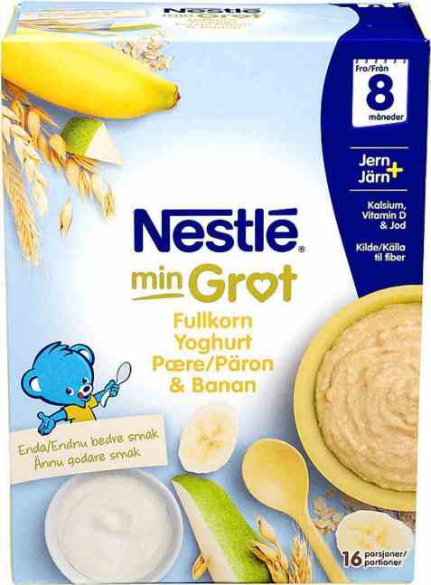 Bilde av Nestlé min grøt fullkorn yoghurt og pære og banan fra 8 mnd, pulver. Bilde av Nestlé min grøt fullkorn yoghurt og pære og banan fra 8 mnd, pulver.