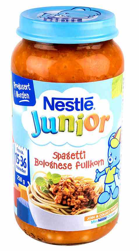 Bilde av Nestlé Junior spaghetti bolognese fullkorn 15 mnd. Bilde av Nestlé Junior spaghetti bolognese fullkorn 15 mnd.