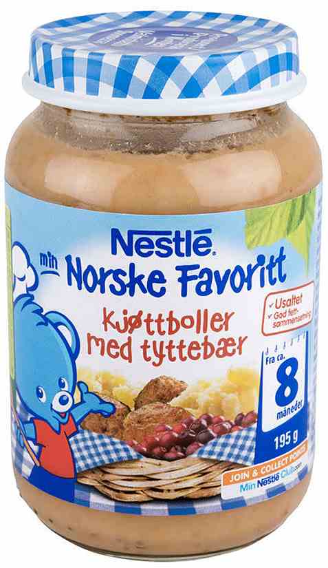 Bilde av Nestle norske favoritter kjøttboller med potet og tyttebær 8 mnd. Bilde av Nestle norske favoritter kjøttboller med potet og tyttebær 8 mnd.
