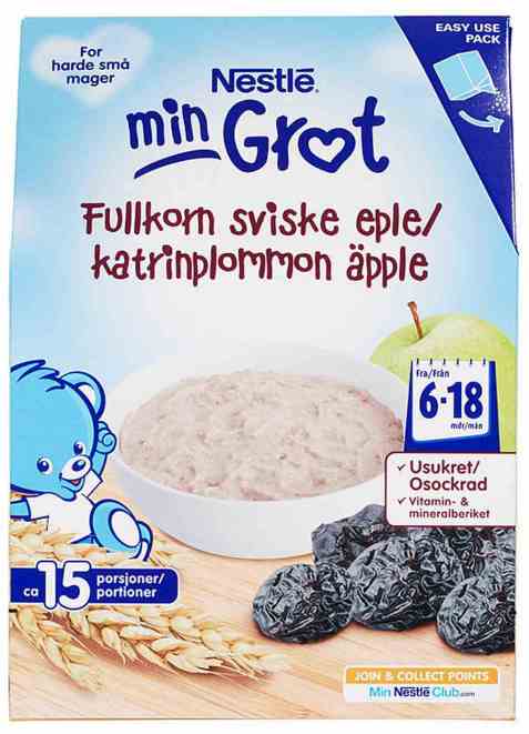 Bilde av Nestle min grøt sviske med eple 6 mnd. Bilde av Nestle min grøt sviske med eple 6 mnd.