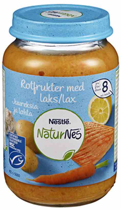 Bilde av Nestlé naturnes økologisk Rotfukter med laks og sitron 8 mnd. Bilde av Nestlé naturnes økologisk Rotfukter med laks og sitron 8 mnd.