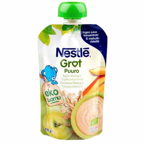 Bilde av Nestlé min Fullkornsgrøt eple og mango. Bilde av Nestlé min Fullkornsgrøt eple og mango.