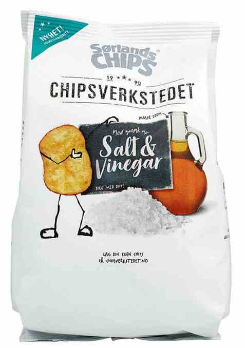 Bilde av Sørlandschips chipsverkstedet salt og vinegar.