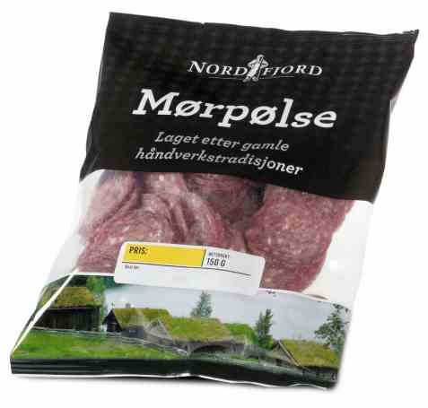 Bilde av Nordfjord mørpølse oppskåret.