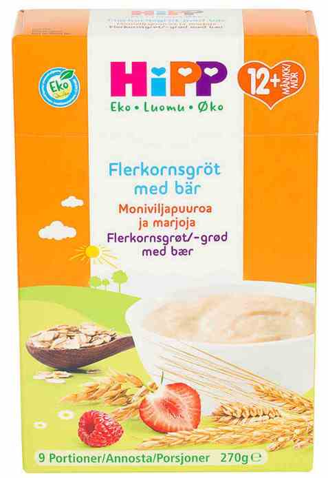 Bilde av Hipp flerkorngrøt med bær 12 mnd. Bilde av Hipp flerkorngrøt med bær 12 mnd.