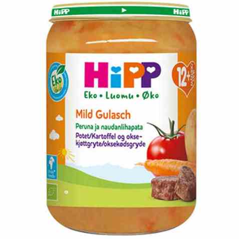 Bilde av Hipp potet og oksekjøttgryte. Bilde av Hipp potet og oksekjøttgryte.
