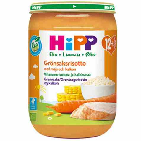 Bilde av Hipp Grønnsaksrisotto og kalkun. Bilde av Hipp Grønnsaksrisotto og kalkun.