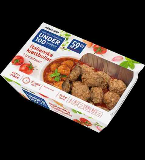 Bilde av Nordfjord italienske kjøttboller i tomatsaus. Bilde av Nordfjord italienske kjøttboller i tomatsaus.