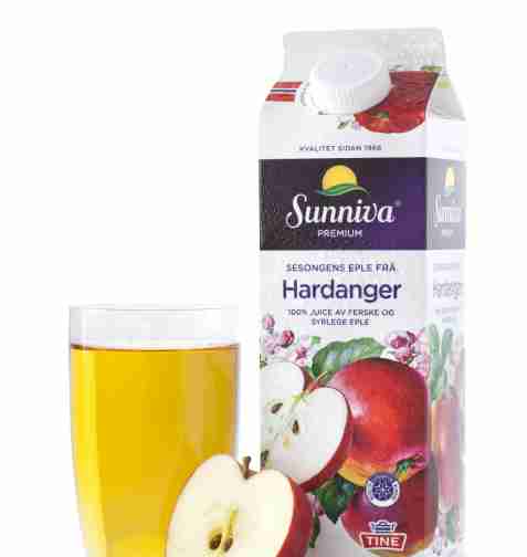 Bilde av Tine Sunniva presset Eplejuice frå Hardanger. Bilde av Tine Sunniva presset Eplejuice frå Hardanger.