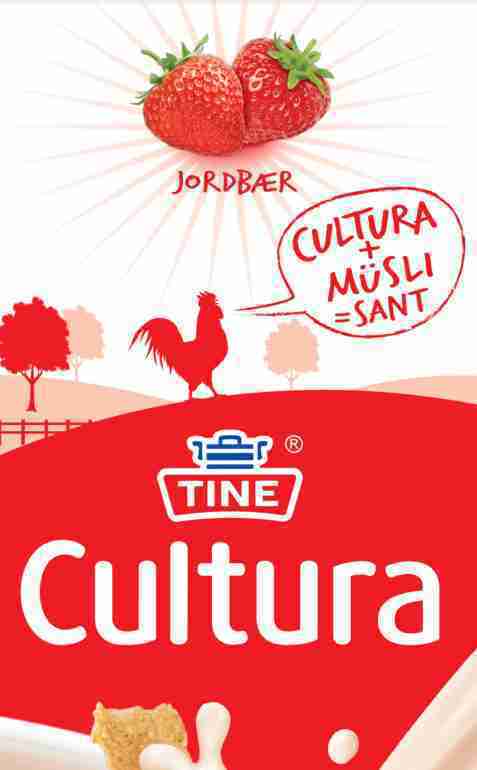 Bilde av Tine Cultura, syrnet melk Jordbær. Bilde av Tine Cultura, syrnet melk Jordbær.