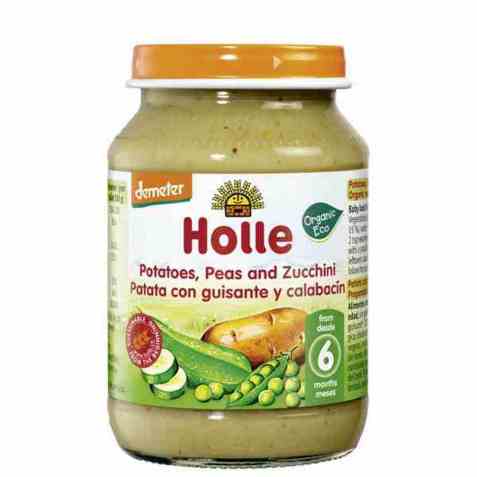 Bilde av Holle Poteter med erter og courgetter.