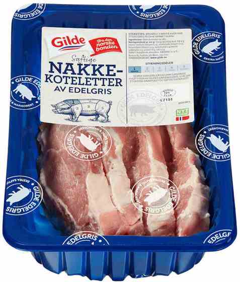 Bilde av Gilde Edelgris Nakkekoteletter uten svor 850 gr. Bilde av Gilde Edelgris Nakkekoteletter uten svor 850 gr.