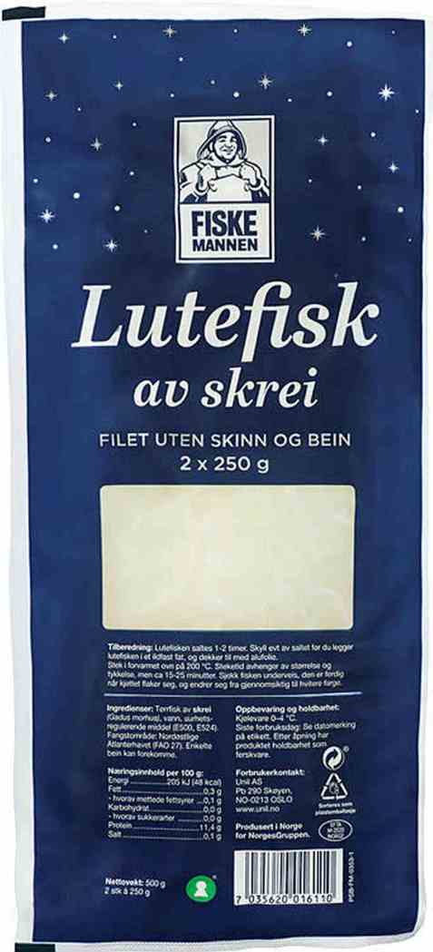 Bilde av Fiskemannen lutefisk av skrei. Bilde av Fiskemannen lutefisk av skrei.