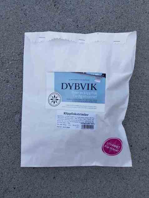 Bilde av Dybvik klippfiskstrimler ferdig utvannet. Bilde av Dybvik klippfiskstrimler ferdig utvannet.